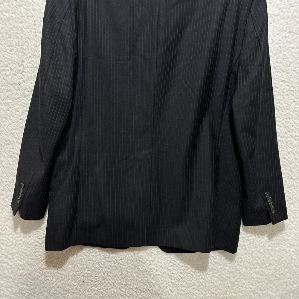 Lauren Ralph Lauren Blazer Jacket Men's Size 42R Black Stripe 100%‎ Wool Pockets